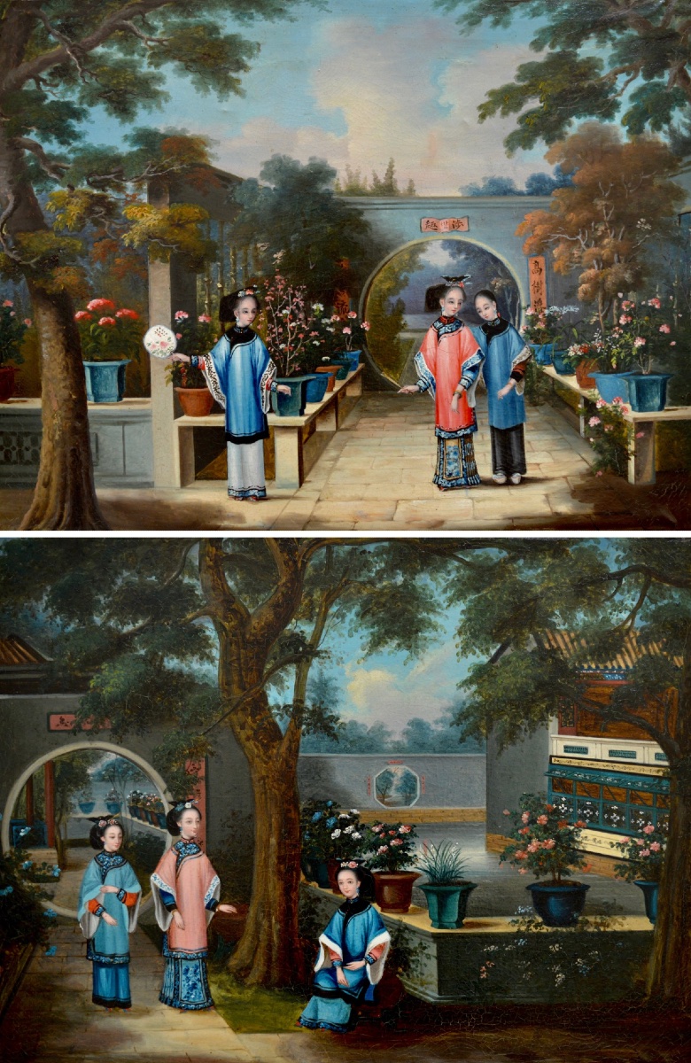 Youqua (active 1840–1880) And His Studio “women In A Chinese Garden” Canton China Chinnery -photo-4