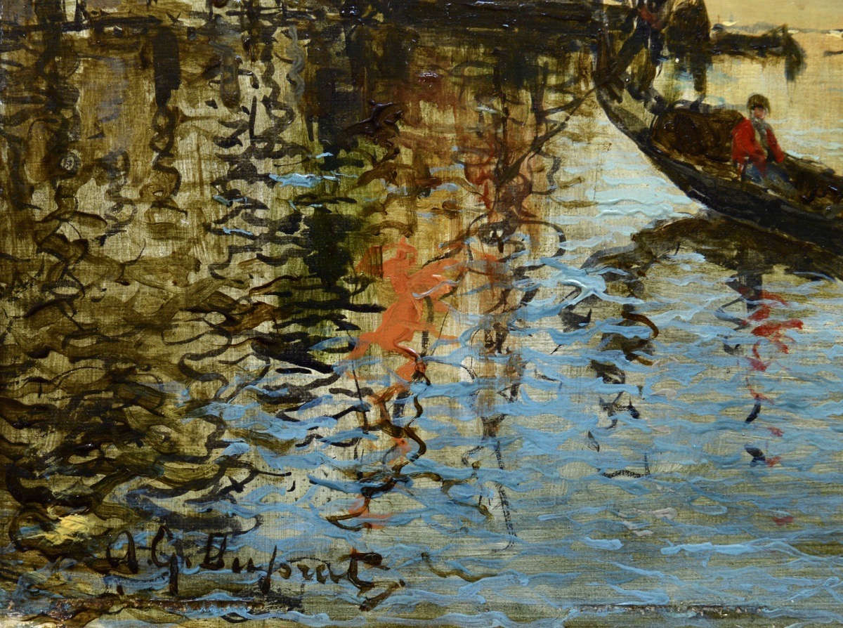 Duprat Alfred Ferdinand (1882–1974)  "the Canal In Venice" Italy France Paris Rome Gondolas-photo-4