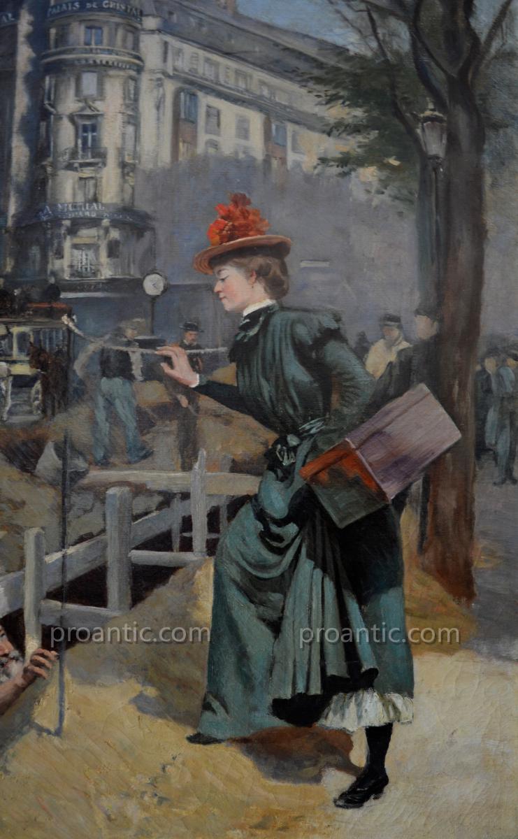 Lemeunier Basile (1852-1922) "an Errand Of Paris' Drouot Metropolitain-photo-2