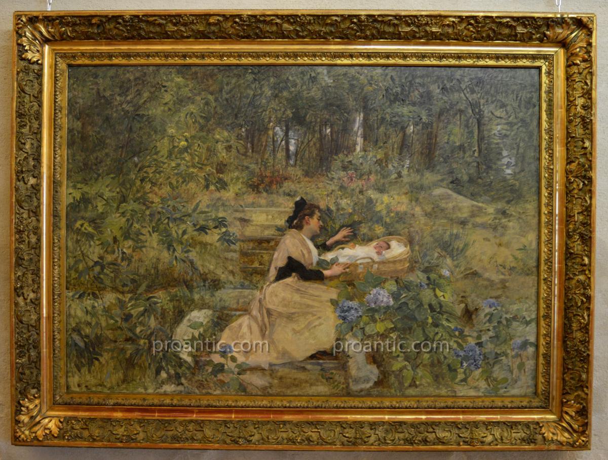 LAHAYE Alexis (1850-1914) "Arlésienne et son enfant" Arles Nîmes Provence Avignon Marseille 