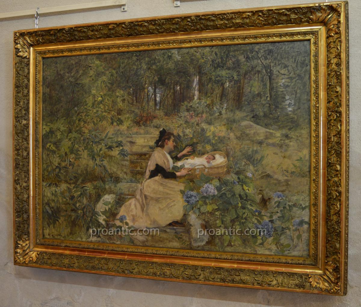 LAHAYE Alexis (1850-1914) "Arlésienne et son enfant" Arles Nîmes Provence Avignon Marseille -photo-2