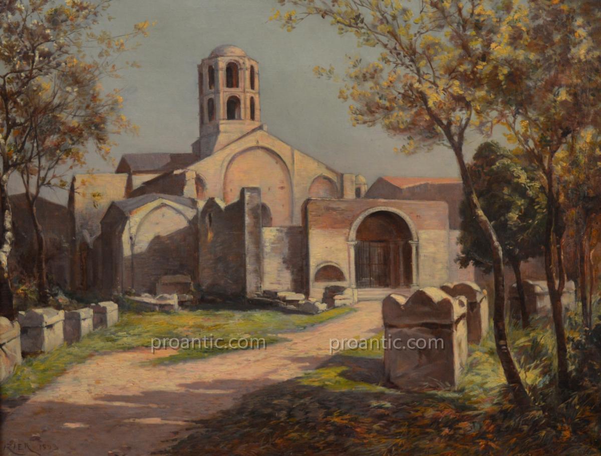 Izier Jules (xix-xx) "the Alycamps And The Chapel Saint Honorat In Arles" Provence Avignon-photo-3