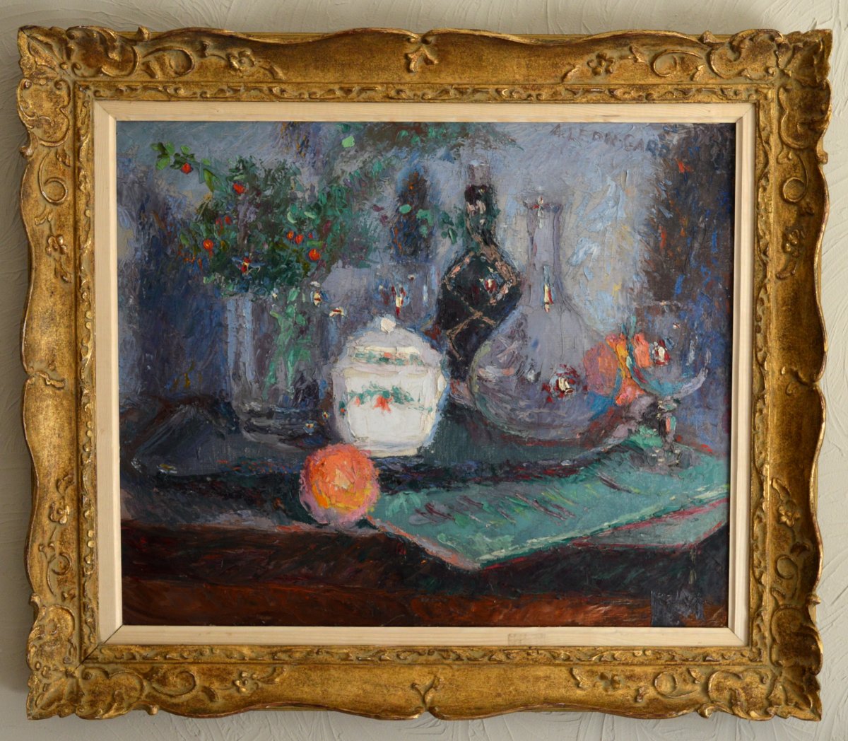 GARD Léon (1901-1979) "Nature morte aux ruscus et verreries" Toulon Paris Morigny Provence 