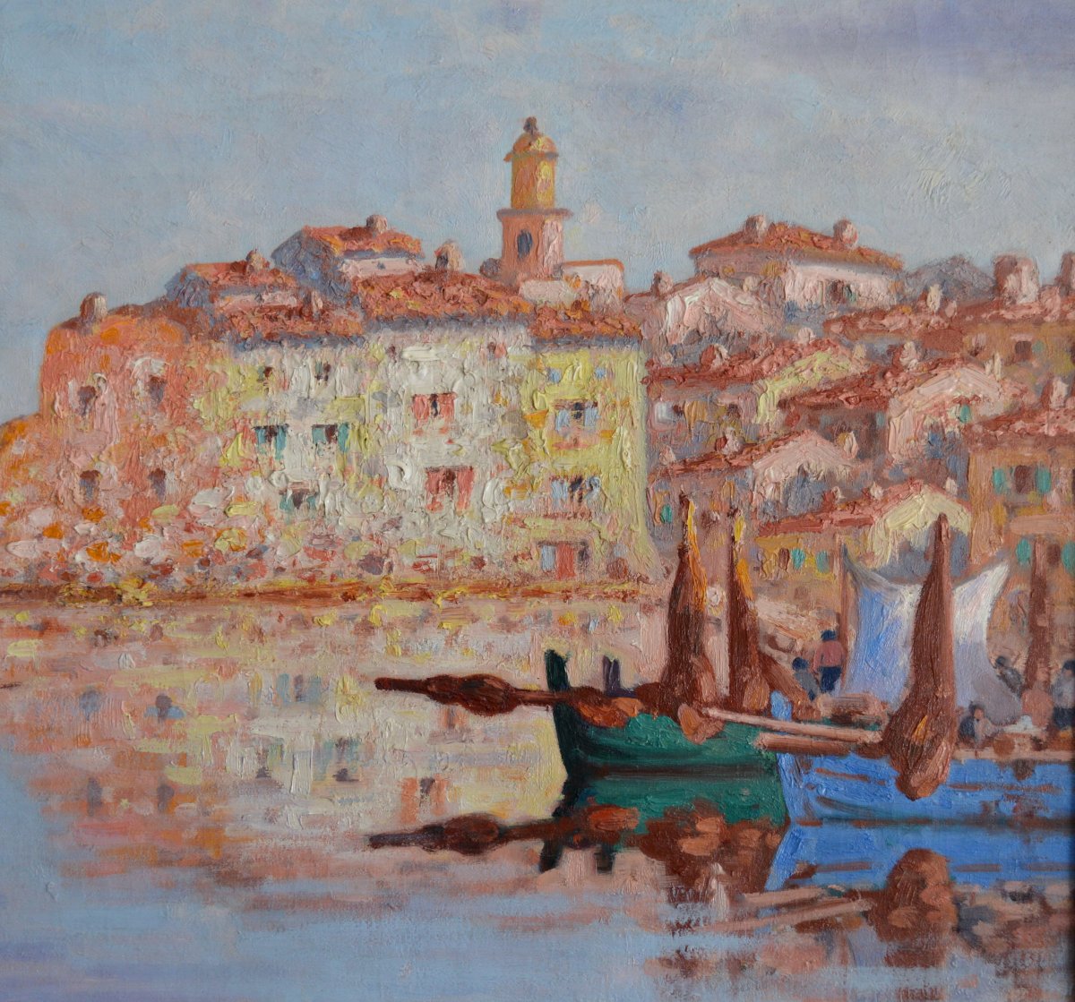 Pegurier Auguste (1856-1936) "the Port Of Ponche In Saint-tropez" Provence Paris Var Ramatuelle Monaco-photo-2