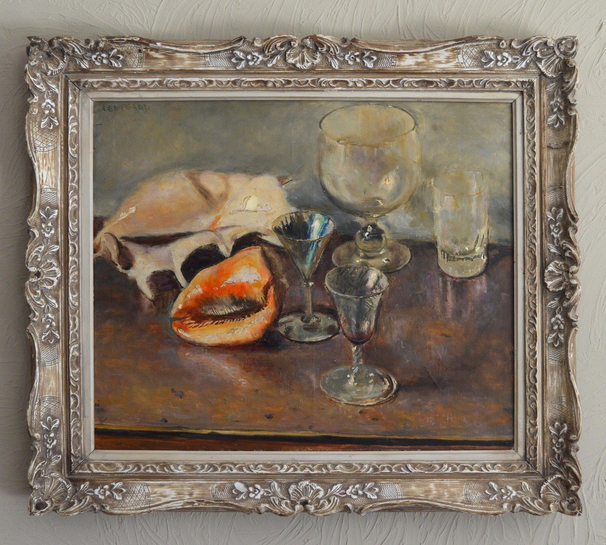 Gard Léon (1901-1979) "still Life With Shells And Glassware" Paris Tulle Toulon Mer Provence-photo-2