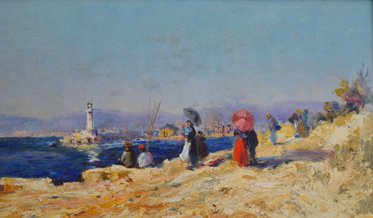 Nattero Louis (1870-1915) "the Flat Pierres And The Sainte Marie Lighthouse In Marseille" Toulon Provence Cassis Martigues-photo-2