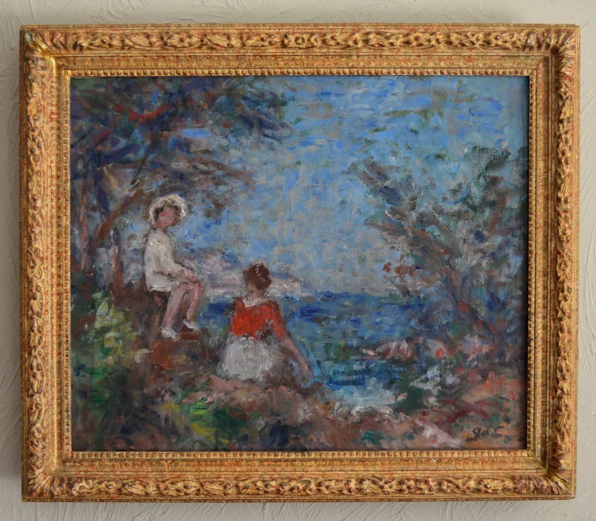 D'ESPAGNAT Georges (1870 - 1950) « Mère et son enfant en bord de mer » Provence Var Paris Renoir Vuillard Bonnard France Fauve-photo-2