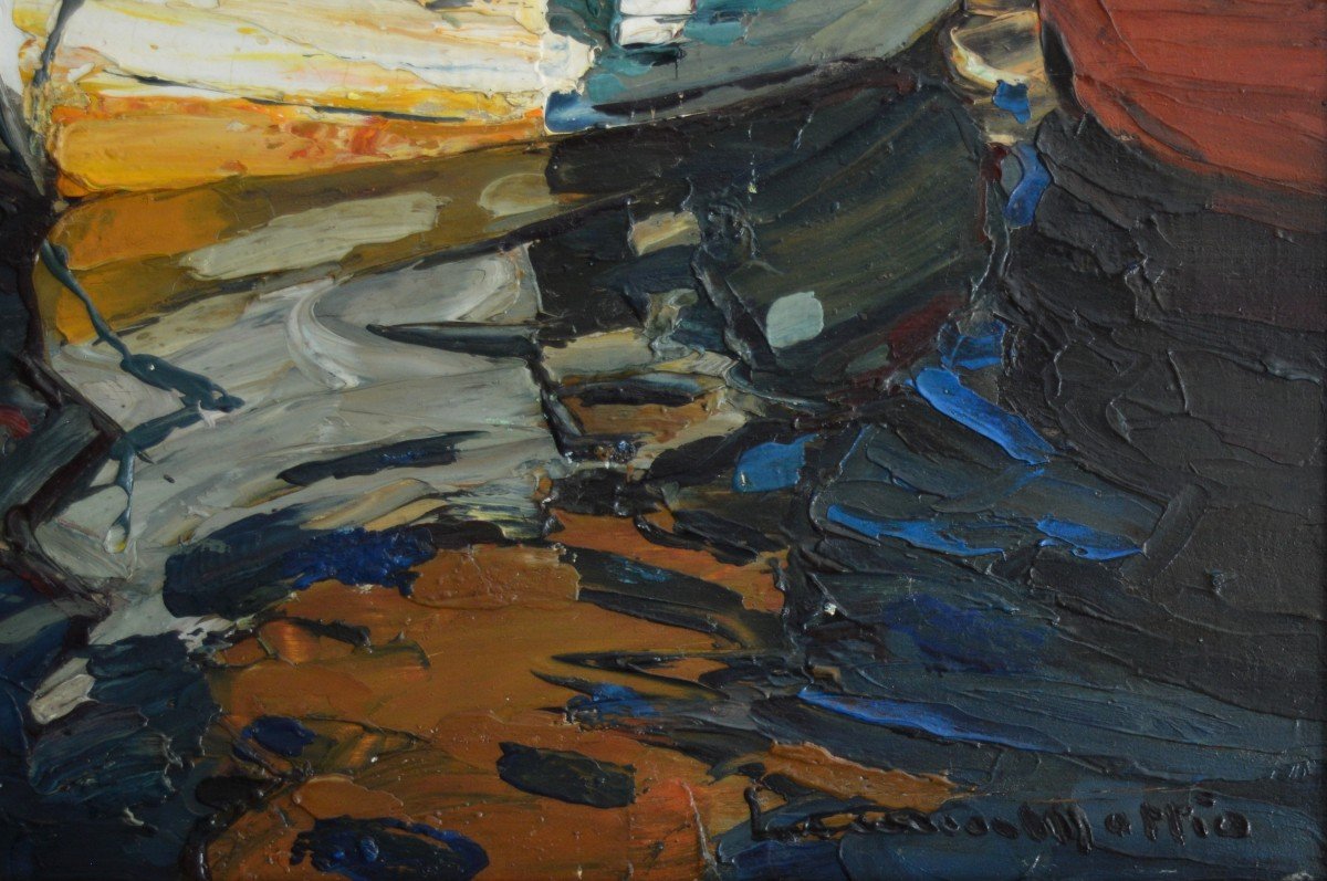 MATTIO Laurent (1892-1965) "Barques de pêcheurs à Martigues" Brescon Provence Toulon France-photo-4