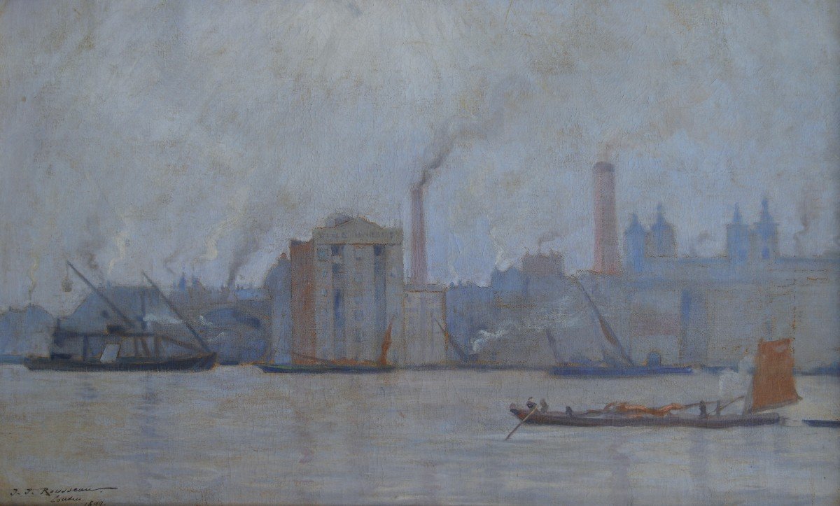 ROUSSEAU Jean Jacques (1861-1911) "La Tamise à Londres - Usine électrique" Paris Industrielle  
