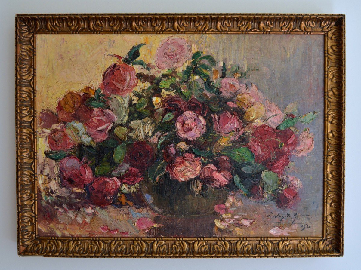 FAGET GERMAIN Pierre (1890-1961) "Bouquet de roses dans un vase" Alger Algérie Bordeaux Oran -photo-2