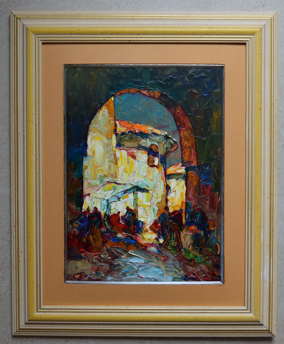 PASTOUR Louis (1876-1948) "Scène de marché à Cannes" Provence Nice Paris Antibes Var Bonamici-photo-3