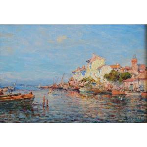 MALFROY Charles (1862-1918) " Les Martigues " Provence Marseille Pêcheurs Toulon Caronte