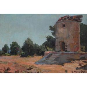 Crumiere Victor (1895-1950) "the Old Mill At Carry" Avignon Provence Marseille Martigues