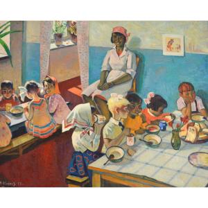 Klenov Vladimir Michajlovic (1932-) "lunch At School" Russian Kalmykia London Russia Paris