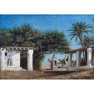 FRÈRE Théodore (1814-1888) « L'arrivée de la caravane » Syrie Liban Egypte Orientaliste Paris