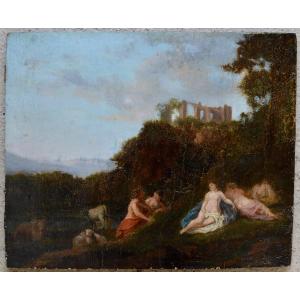 Dutch School 17th Century Cornilus Van Poelenburg Poelenburgh "nymps And Shepherd" Napoleon