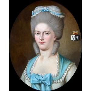 ECOLE FRANÇAISE VERS 1780 "Marie Henriette SYMON de la CARTERIE " Morbihan Talhouet Bretagne