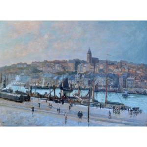 Courant Maurice (1847-1926) “quai Chanzy And Port Of Boulogne-sur-mer” Havre Berck Calais Paris