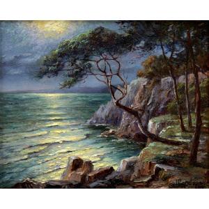 Cadierra Louis (19th-20th Century) "the Estérel At Nightfall" Var Provence Agay Fréjus Paris 