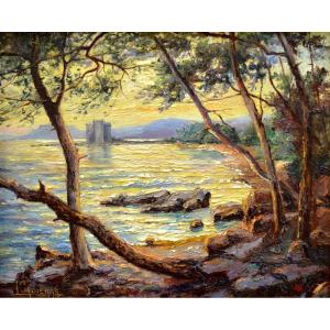 Cadierra Louis (19th-20th Century) "fortress On The île Saint-honorat" Cannes Provence Paris Antibes