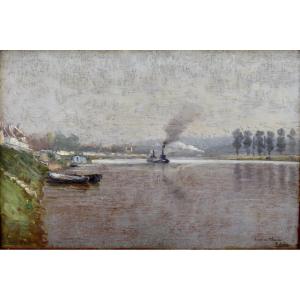 Paul Saïn (1853-1908) "the Banks Of The Seine At Ablon" Paris Oise Orly Montgeron Essonne Avignon 
