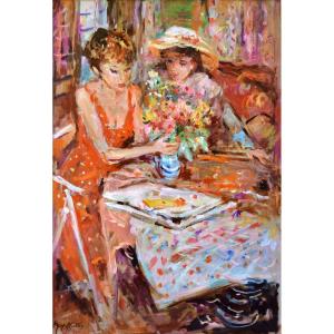 AGOSTINI Max (1914-1997)  "Préparation du bouquet de fleurs" Allauch Provence Paris Aubagn Aix