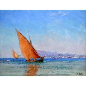 NARDI François (1861-1936) "Voiliers dans la rade de Toulon (Var)" Provence Marseille Paris 