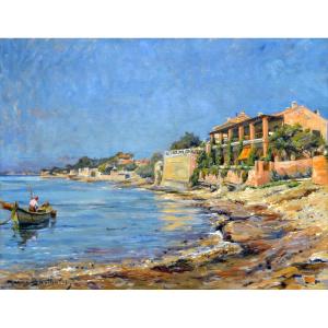 BARTHALOT Marius (1861-1955) "Villa Bellevue, Les Lecques à Saint-Cyr sur Mer (Var)" Provence