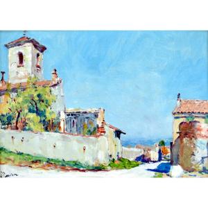 MILON Joseph (1868-1947) "Clocher de Bouc Bel-Air" Provence Cabriès Gardanne Aix Gordes Paris