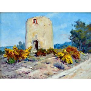 MILON Joseph (1868-1947) " Ancien moulin à vent à Bouc Bel-Air" Provence Aix Gardanne Gordes