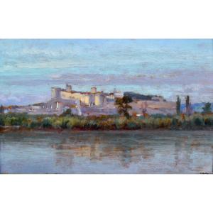 SAÏN Paul (1853-1908) "Fort Saint-André à Villeneuve-lez-Avignon " Provence Barthelasse Paris 