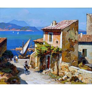 Vidal Gustave (1895-1966) "port In The Mediterranean" Corsica Avignon France Paris Provence