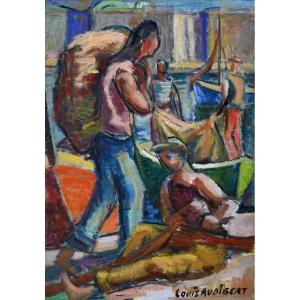 Audibert Louis (1881-1983) "fisherman On The Old Port Of Marseille" Provence France