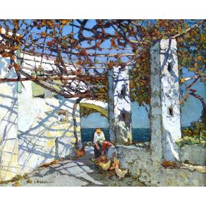 Bonamici Louis (1878–1966)“terrace On The Shores Of The Mediterranean” Provence Marseille Greek