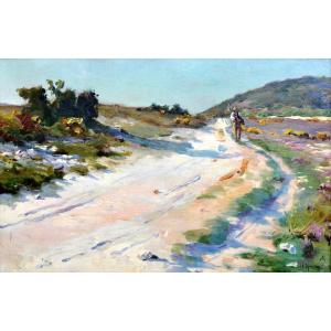 MONTAGNE Louis (1879-1960) " Chemin animée à Villeneuve lez Avignon " Provence Paris France