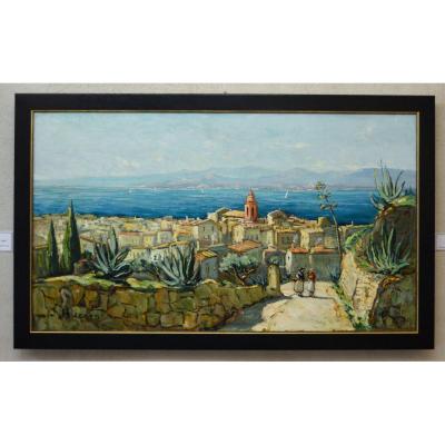 HURARD Joseph (1887-1956) "Vue de Saint Tropez depuis la citadelle" Provence Avignon Marseille 