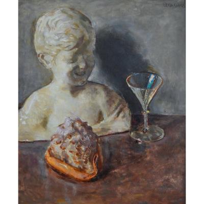 Gard Léon (1901-1979) "still Life With The Laughing Child And The Shell" Paris Donatello Tulle