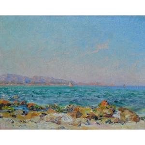 GAUSSEN Adolphe (1871-1957) "Bord de mer dans les environs de Marseille" Provence France Mer