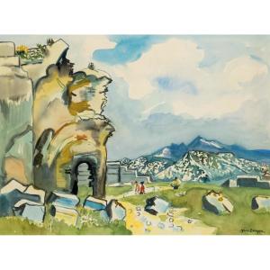 BRAYER Yves (1907-1990) "Vue des Alpilles depuis le château des Baux de Provence" 