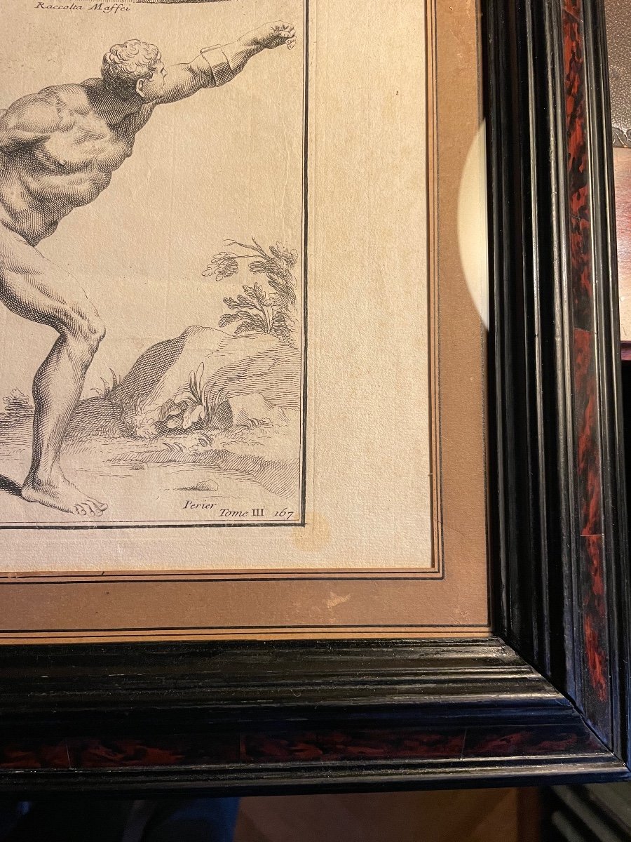 Old Frame With Print Of Wrestlers And Gladiator-photo-3