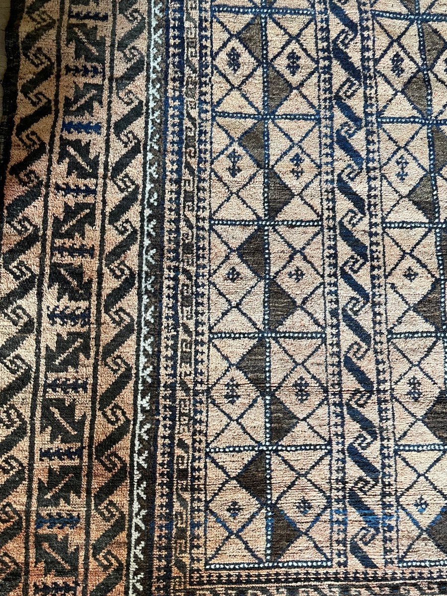 Tapis Ancien Oriental Motif Géométrique -photo-2