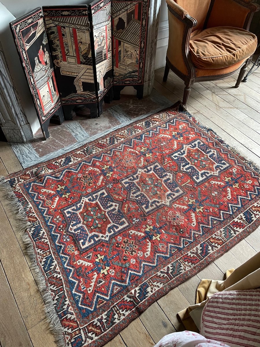 Antique Red And Blue Geometric Rug-photo-2