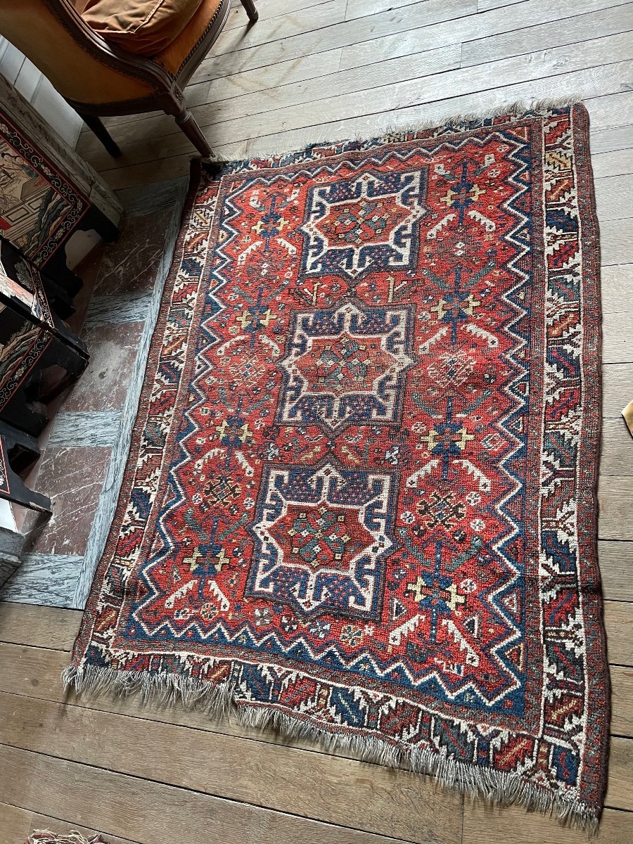 Antique Red And Blue Geometric Rug-photo-1