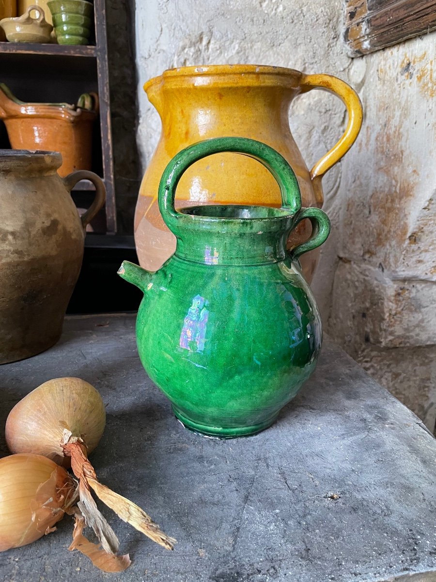 Green Glazed Terracotta Pitcher