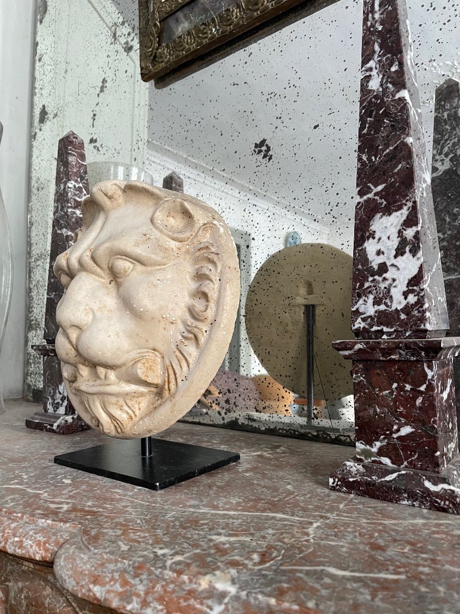 Napoleon III Lion Statue In Cast Iron Base -photo-4