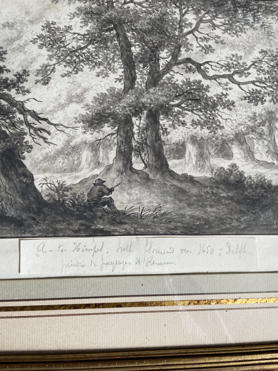 Pair Of 17th And 19th Century Drawings In Old Frames-photo-3