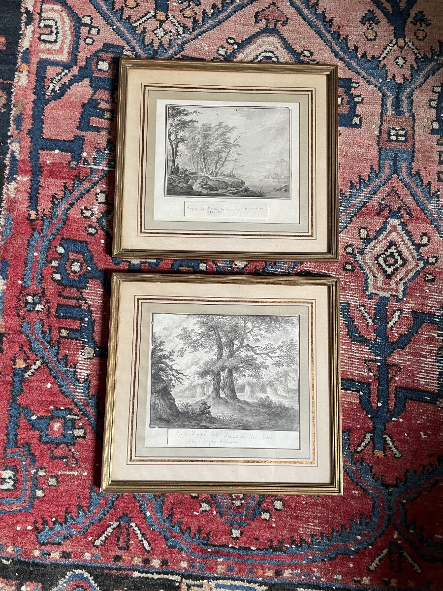 Pair Of 17th And 19th Century Drawings In Old Frames