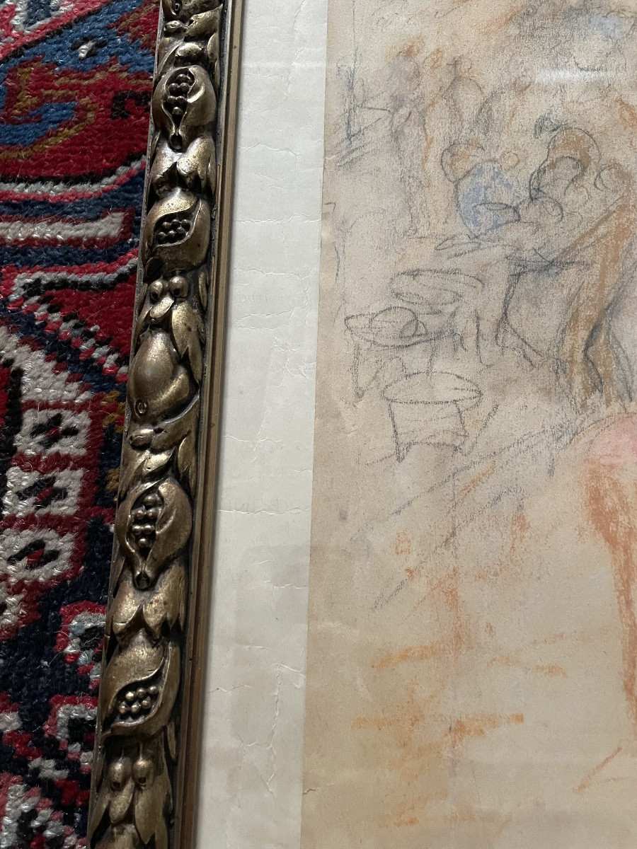 Dessin 19ieme de jeune fille mangant une pomme-photo-4