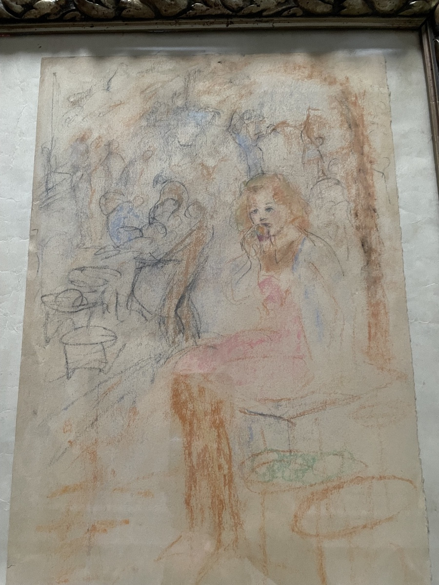 Dessin 19ieme de jeune fille mangant une pomme-photo-1