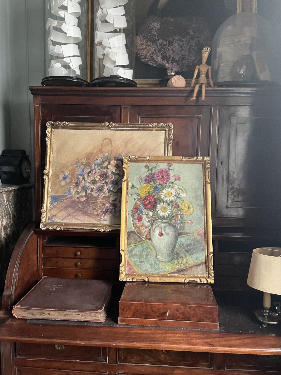 Huile sur toile , nature morte avec imari-photo-4